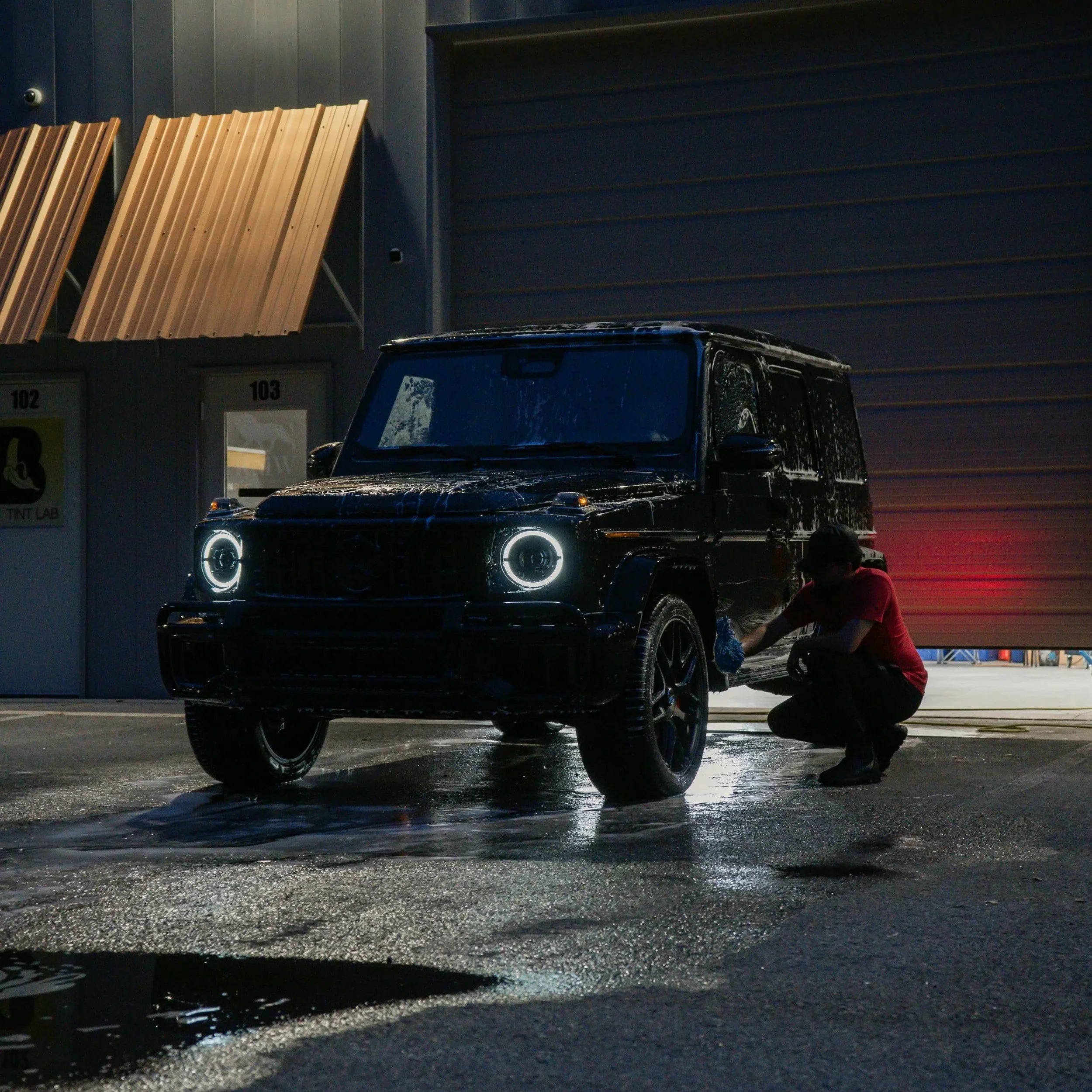 Mercedes G-Wagon being detailed in front of shop in Marietta Atlanta Georgia