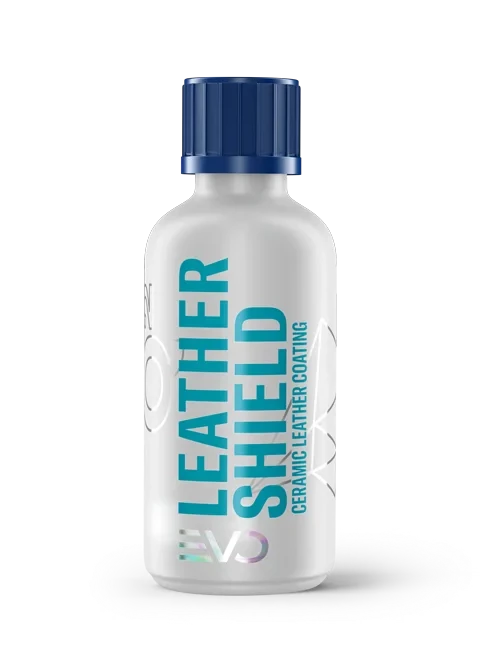 Bottle of Leather Shield ceramic leather coating on a white background