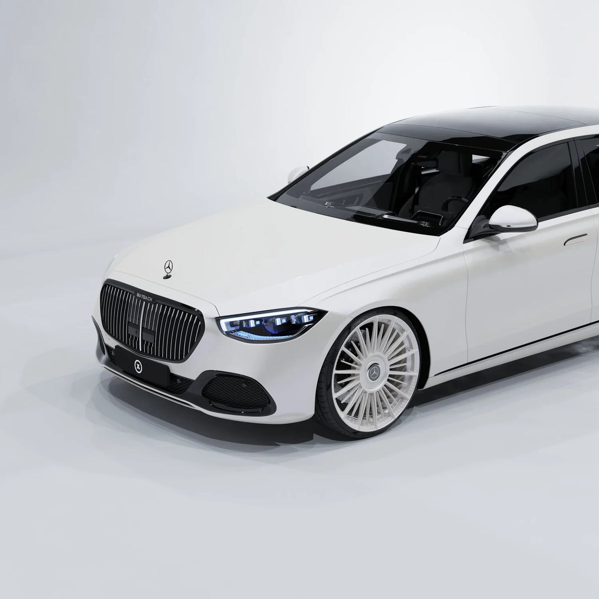 White luxury car on a white background